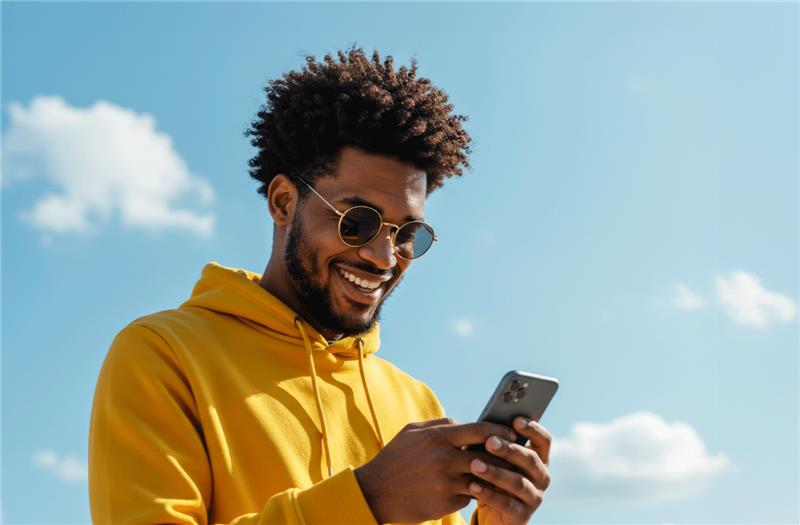 guy staring at his phone smiling, marketing measurement
