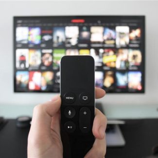 remote in front of a tv